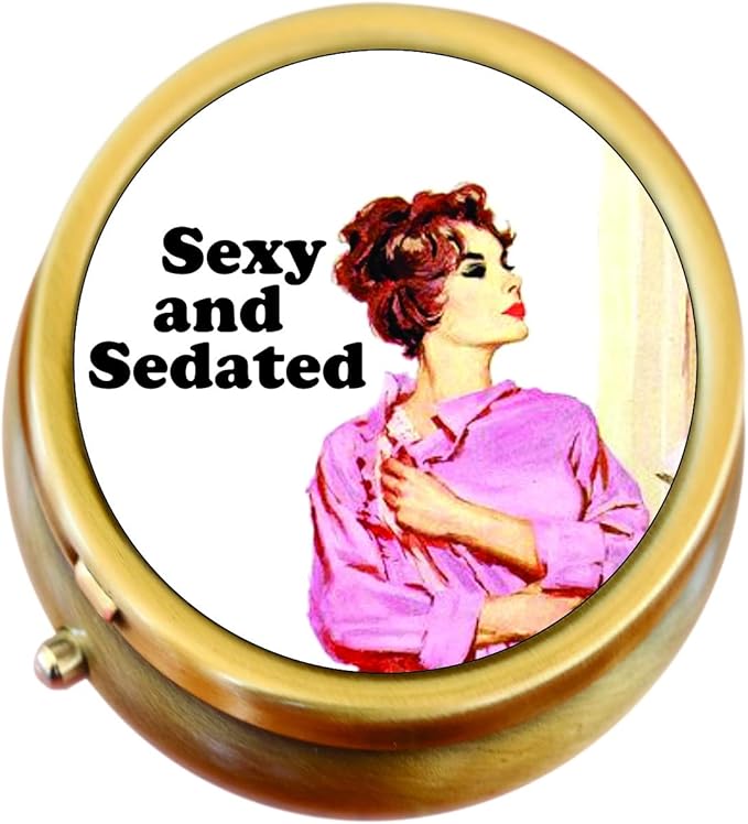 Sexy and Sedated Brass Pill Box