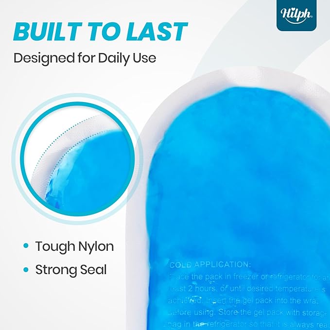 Hilph Soft Gel Ice Pack for Injuries Reusable, with Sleeve Strap, Wrap Around Gel Ice Pack Wrap Set with 2 Hot Cold Pack for Wrist, Head, Neck, Face, Knee, Ankle, Wisdom Teech, Headache, Migraine