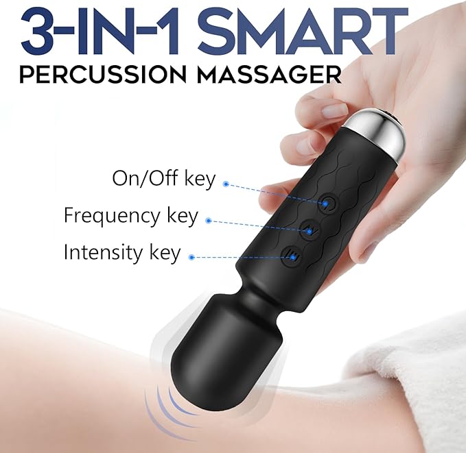 Personal Massager, Handheld Micro Wireless Massager, Small & Powerful, Waterproof Portable, Suitable for Relieving Neck, Leg and Shoulder Pain, Black