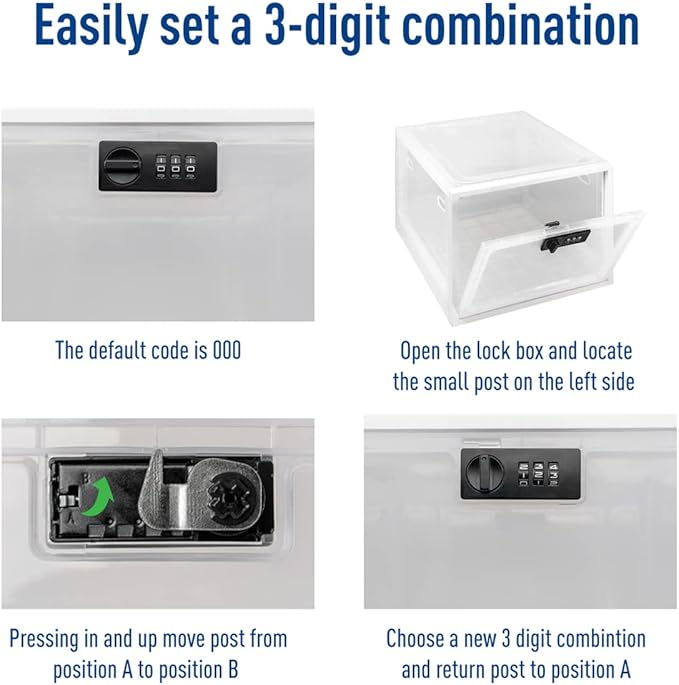 EZY DOSE Medication Lockbox, Secure Storage for Medication and Vitamins, Combination Lock, Large Capacity, Food Safe and BPA Free