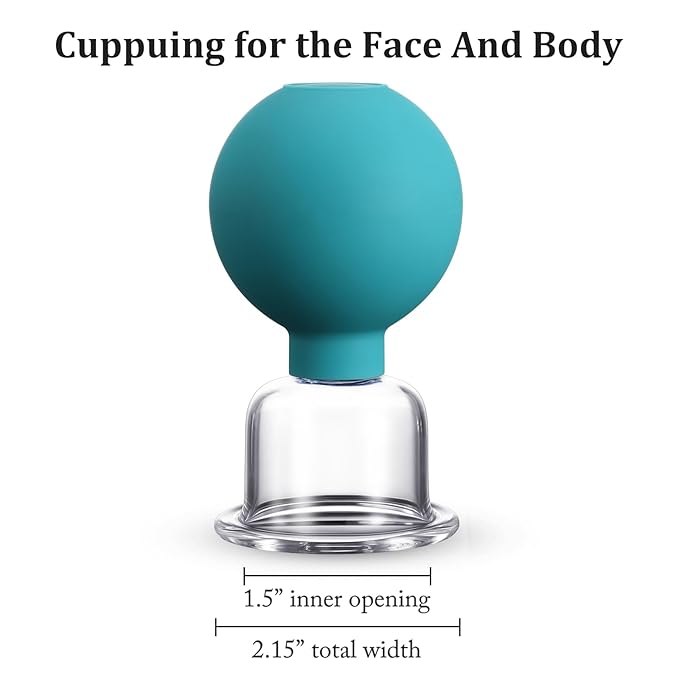 Nuanchu Facial Cupping Cup Green Glass Face Cup Silicone Cupping Massage Vacuum Suction Mug for Body Face Leg Arm Back Shoulder Muscle and Joint Pain(1.5 Inch Diameter)