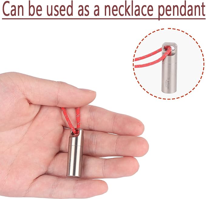 On The Go Pill Container Keychain, Titanium Pill Case Necklace, Small Portable Pill Holder, Waterproof Fob, EDC Pill Capsule, Nitro Pill Carrier, Compact Pill Box for Travel Daily