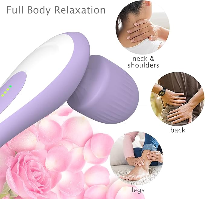 Personal Handheld Vibrating Massager-Cordless Electric Percussion Muscle/ Deep Tissue Massager for Neck Back Shoulder Foot, Portable Seven Wand Massager for Full Body