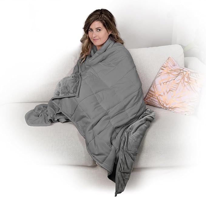 Ella Jayne - Luxury Collection Reversible Weighted Blanket for Adults, Queen, King, Twin Sizes - Heavy Grey Blanket - 15lb