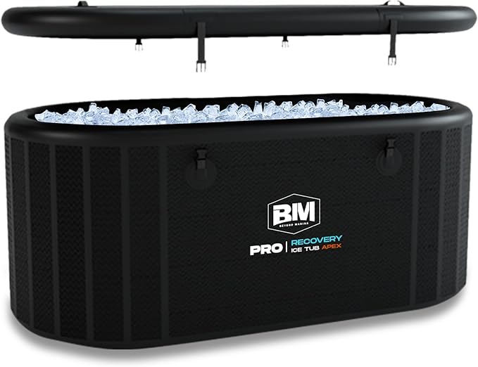 Inflatable Ice Bath Tub for Athletes - Cold Plunge Tub Compatible Water Chiller, Insulated Lid, EVA Groundsheet, Backpack, 150 Gallon, 59" L x 31.5" W x 23.6" H