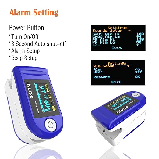 Fingertip Pulse oximeter fingertip with Plethysmograph and Perfusion Index, Portable Blood Oxygen Saturation Monitor for Heart Rate and SpO2 Level, O2 Monitor Finger for Oxygen,Pulse Ox,Oximetro