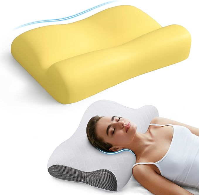 Memory Foam Bed Pillow for Sleeping, Ergonomic Cervical Neck Support Orthopedic Contour Pillow for Side Back Stomach Sleeper, Neck and Shoulder Pain Relief Anti Snoring Pillow (Standard, 1)