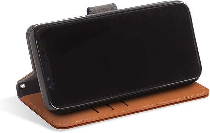 SafeSleeve Wallet Leather Case for iPhone 11 Pro EMF Blocker for Cell Phone with 3 Card Holder & Adjustable Stand – Magnetic Closure, and Magnetic Folio Protection for Daily Use (Genuine Leather)