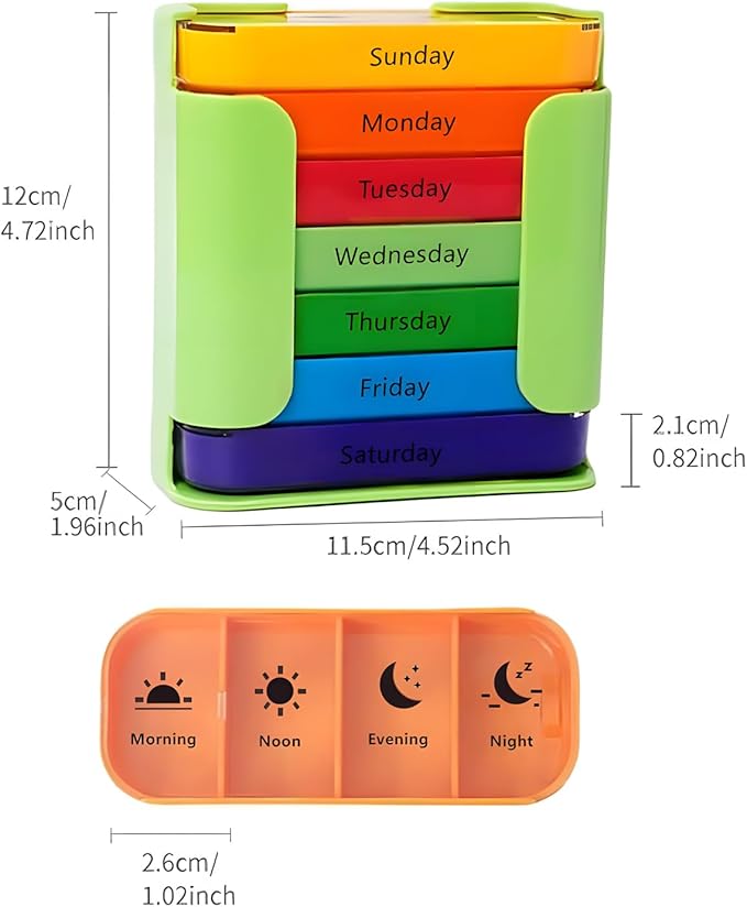 Stackable Daily Pill Organizer, Weekly Pill Organizer, 4 Times a Day Weekly Medication Reminder - Weekly AM/PM Pill Box with 7 Individual Stacking Cases (White)
