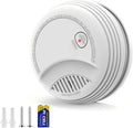 1 Pack Photoelectric Smoke Detector with 9V Battery Included Smoke Alarm, 10-Year Sensor, Test/Silence Button, Low Battery Warning, Easy Mount, Fire Alarm for Home Bedroom Living Room