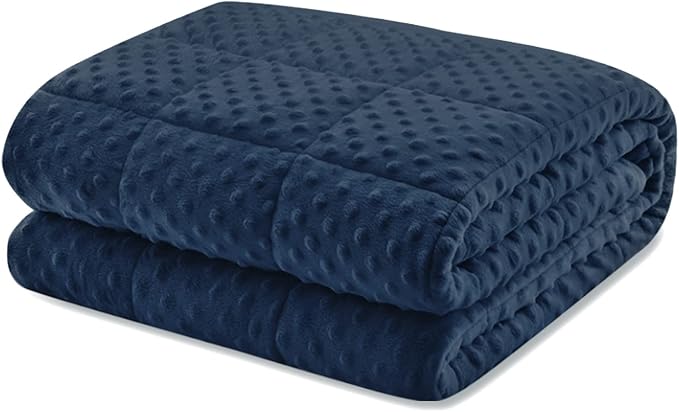 Weighted Blanket Queen 20lbs for Adult(60"×80",Navy Blue) Breathable Soft Minky Weighted Throw Blanket for All Season,Heavy Blanket with Premium Glass Beads