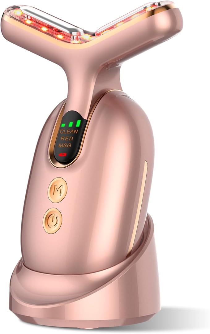 Micro-Current Face Beauty Device, 3 Modes, Red Light Therapy for Face and Neck, Multifunctional Facial Massager Tool