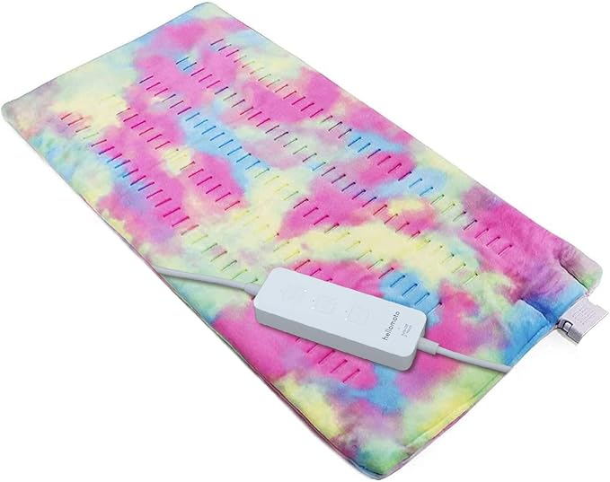Tie Dye Heating Pad for Back Pain and Cramps Relief, Hot Heated Pad with 3 Heat Settings, 2 -Hour Auto Off and Machine Washable -12 x 24 inch, MC-1
