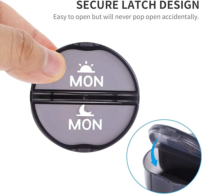 XL Monthly Pill Organizer 2 Times A Day, AM/PM One Month Pill Box 28 Day,Daily Pill Case Large 4 Week Big Compartments for Pills Vitamin Fish Oil Supplements (Black)