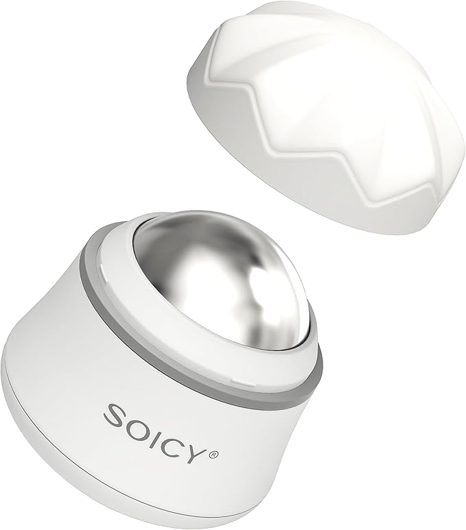 Cooling Face Roller Metal Ice Roller for Home Use 360 Degree Rotate Frozen Face Ice Roller for Eye Steel Ball Massager Skin Clam Roller Travel Beauty Tool-White