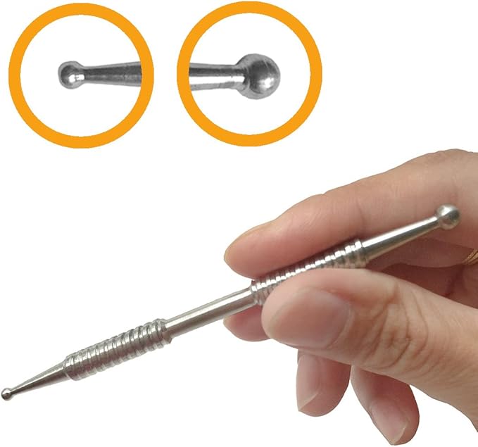 Dual Head Tip Acupuncture Ear and Body Point Probe Pocket Ear Chart and Pouch