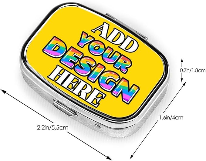 Custom Pill Container, Medicine Pill Box Case Organizer Travel Pill Holder Vitamin for Purse Med Wallet Portable Mini Pastillero, Square Gold Personalized Gifts