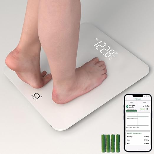 O'CARE Smart Scale for Body Weight and BMI Weighing,High Accuracy Digital Bathroom Scale with LED Large Display,Smart APP Sync Weight Scale 440lb (White)