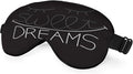 Sweet Dreams Sleep Eye Mask Eye Cover Grayscale Lettering Closed Eyes Dark Black Silk Eye Mask for Sleeping with Adjustable Strap for Travel Nap Shift Work Office