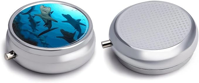 Hammerhead Sharks Pill Box Cute Round Pill Box 3 Compartment Decorative Pocket Purse Portable Mini Travel Medicine Tablet Vitamin Fish Oil Holder Organizer Pill Case