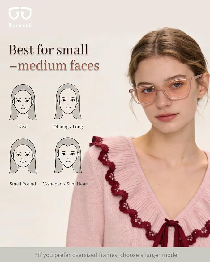 Bloomoak Rose Migraine Glasses,FL-Flex Light Sensitivity Relief Tinted Glasses for Indoor Fluorescent Glare/Women
