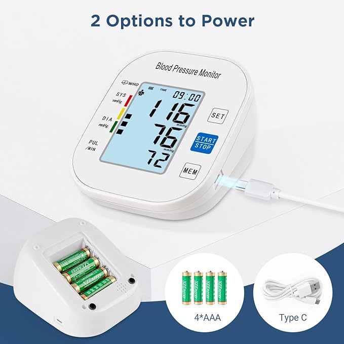 Blood Pressure Monitors, Automatic Upper Arm Blood Pressure Machines for Home Use with Large Cuff Adjustable BP Machine for Adult Elderly BSX583 (White)