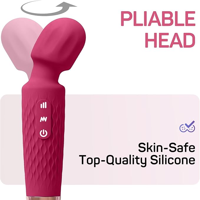 Personal Massager - 4H Max Runtime & Ultra-Quiet - Waterproof - 20 Modes 8 Speeds for Deep Tissue Back Massage, Post-Workout Recovery and Neck Muscle Relaxation（LX-Red）