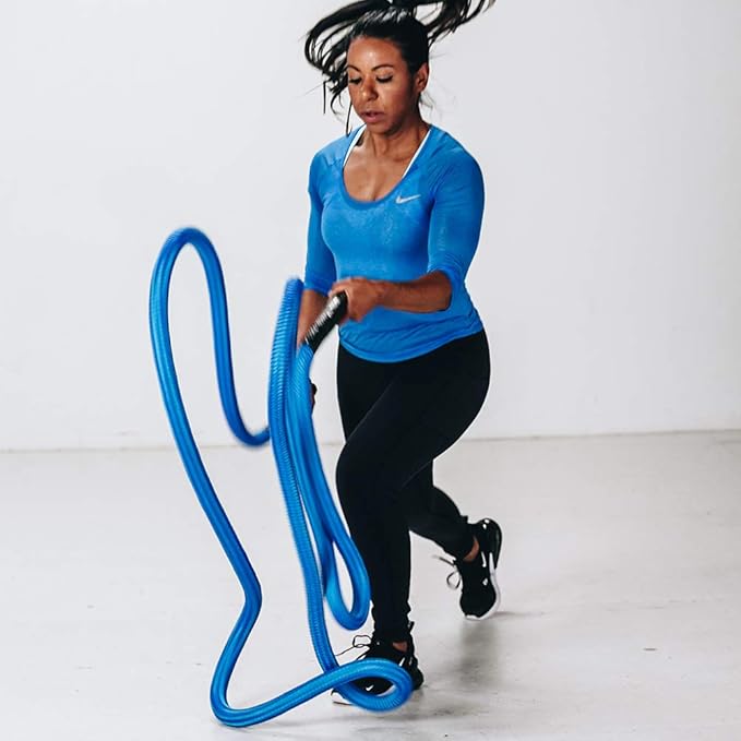 HYPERWEAR Hyper Rope Weighted Short Battle Rope 25 ft / 19 lb – Blue