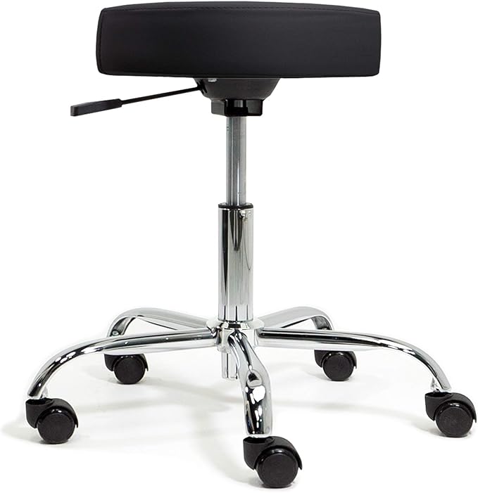 EARTHLITE Pneumatic Massage Salon Drafting Stool - No Leaking (vs. Hydraulic), Adjustable, Rolling, CFC-Free / Medical Spa Facial Chair