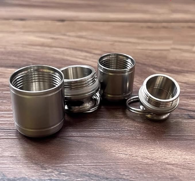 Titanium Keychain Pill Holder Mini Daily Pill Box Pendant Container Waterproof Metal Case Bottle Portable Organizer (s)
