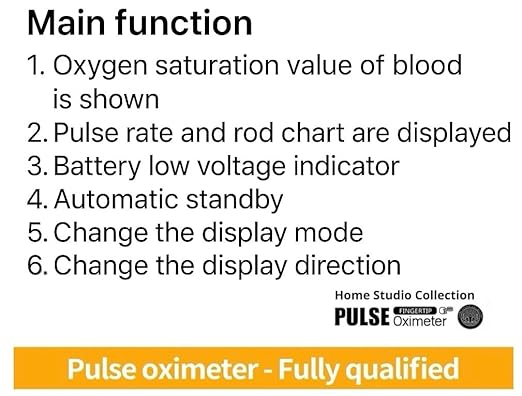 Finger Pulse Oximeter Larger Display Blood Oxygen Monitor with Batteries and Lanyard Included Fingertip Pulse Oximeter Color: Navy Blue