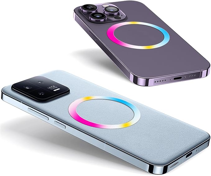 TENOC Universal Metal Ring Sticker for Magnetic Charger Compatible with iPhone/Samsung/Android All Cellphones, Magnetic Mount/Phone Holder Conversion Accessories, 3Pcs, Rainbow
