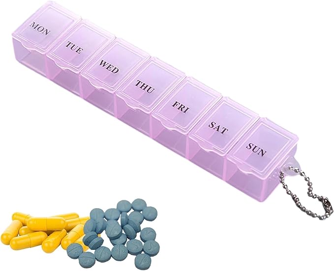 1 Pc Weekly Pill Dispenser - 7 Day Medicine Box, 7 Day Pill Holder | Pill Case Weekly, Medicine Storage Organizer, Clear Pill Organizer Box, Dustproof Pill Holder for Tablets, and Supplements (Pink)