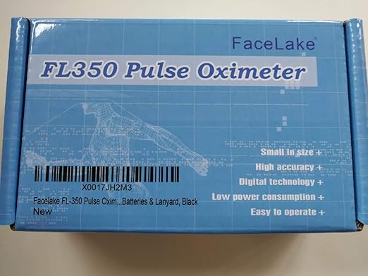 FL-350 Pulse Oximeter with Carrying Case & Batteries & Lanyard, Black