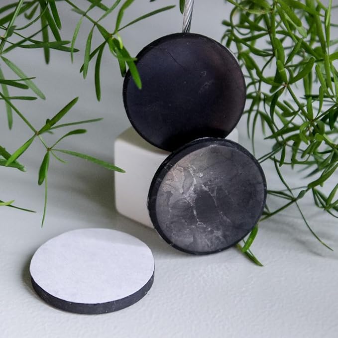 Shungite Cell Phone Stickers 5 Pack - 29mm Genuine Russian Shungite Stone Discs - Natural Protection Shield for iPhone Samsung Galaxy (Set of 5 Plates)