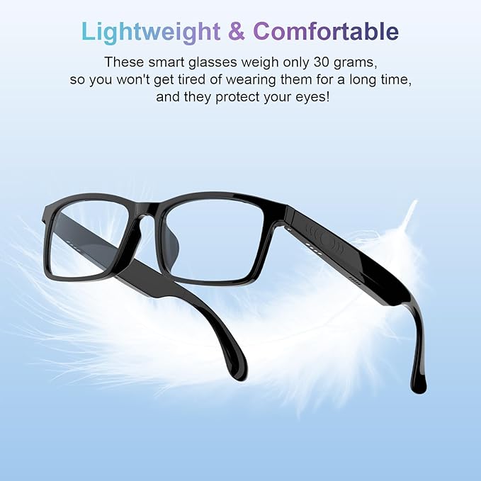 Smart Bluetooth Audio Glasses with Open-Ear Speakers, Extra UV400 Polarized Sunglass Lenses Included, Wireless Music & Calls, Compatible with iOS & Android, 5H Playtime