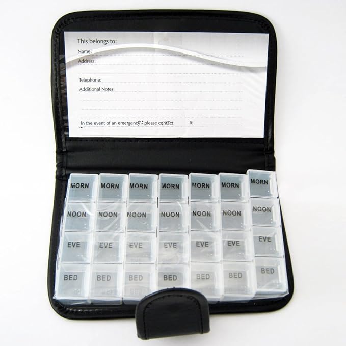 Deluxe 7 Day Pill Organizer Dispenser Box in Wallet Weekly Medicine Travel Case