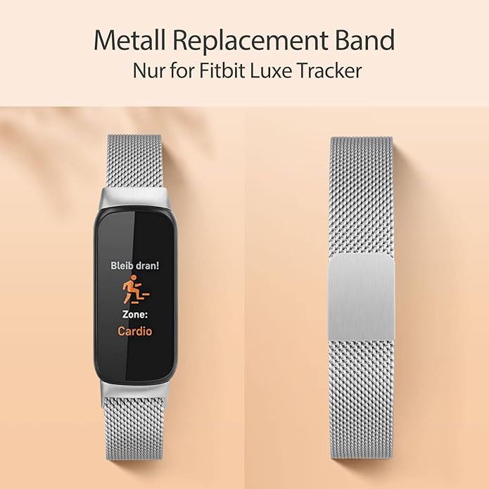 Oumida Mesh Metal Band Compatible with Fitbit Luxe Band, Stainless Steel Adjustable Loop Strap Women Men Replacement Bands for Luxe Health &-Fitness-Tracker