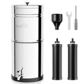 Gravity Water Filter System, 2.25G Stainless Steel Countertop System Water Purifier, Reduce 99% Chlorine for Home Camping Backpacking RVing, 2 Carbon Filters