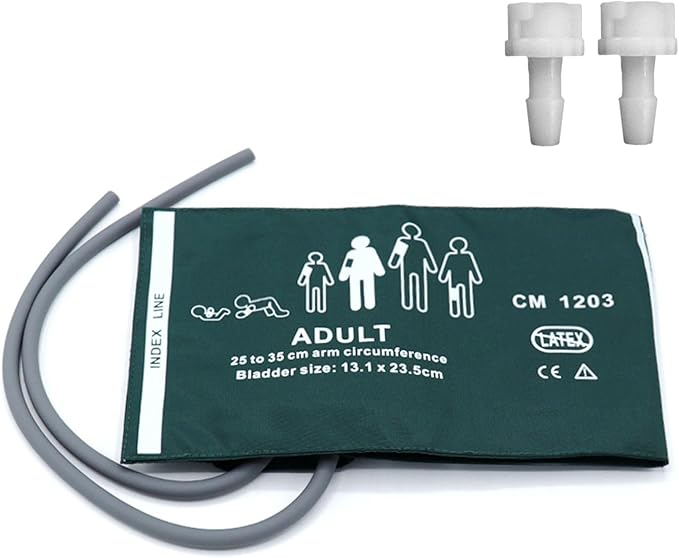 NIBP Cuff with BP18 Connectors for Adult, 25-35 cm Reusable Dual Tube Nylon Replacement BP Cuff with Inner Airbag for Blood Pressure Monitor Machine