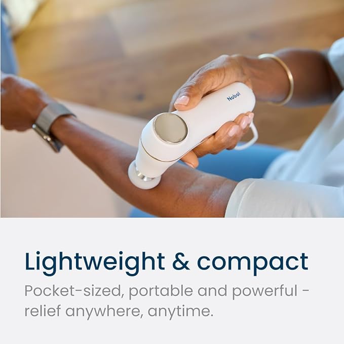 Nobol MyoLite Percussion Massage Gun - Deep Tissue Muscle Relief, Quiet & Portable, Cordless with 4 Attachments and Travel Case (White)