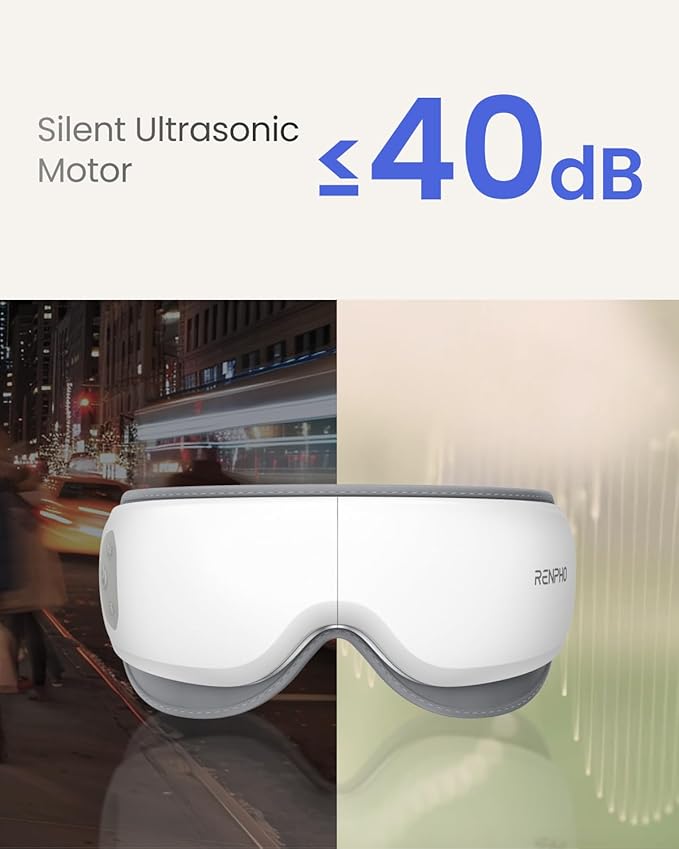 RENPHO Ultra-Quiet Eye Massager with Heat, Lightweight Eye Mask for Migraines, FSA Eligible HSA Face Massager for Dry Eyes Relax Reduce Strain Improve Sleep Eyeris Zen, Mothers Day Birthday Gifts