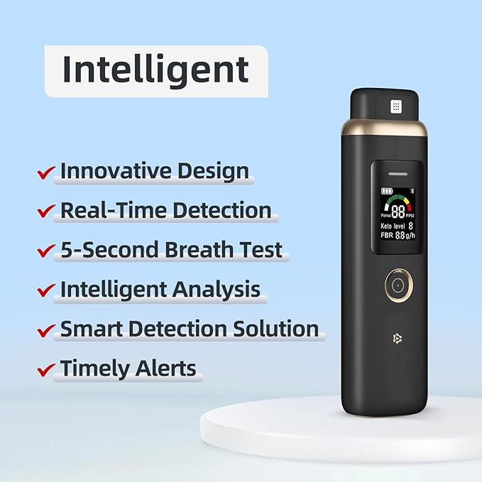 Professional Ketosis Meter for Testing ketosis - Portable Breath Ketone Analyzer High-Accuracy Ketone Breath Meter Home Ketosis Breath Tester for Keto Lifestyle & Fitness Trace