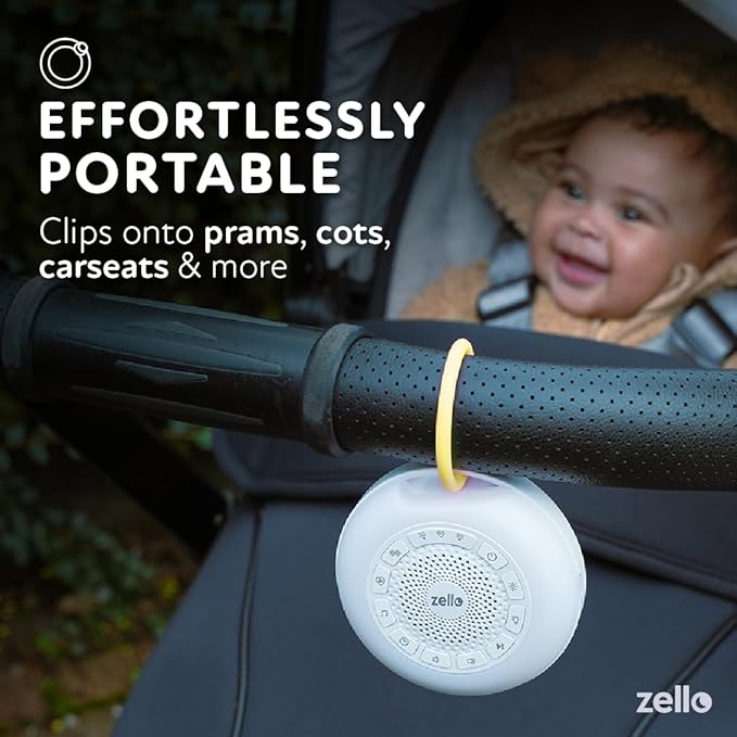 Zello | Portable Pro Max White Noise Machine | 30 Sounds | 55+ Hours Battery Life | 7 Colour Night Light | Child Lock | Sleep Timer | USB Rechargeable | Baby Sleep Aid | Sleep Sound Machine
