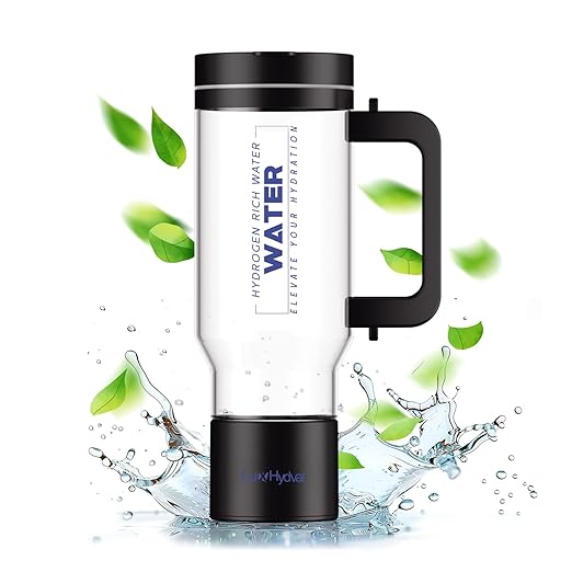 Hydrogen Water Pitcher with Handle: Smart 32 Oz Hydrogen-Enriched Kettle with Dry Electrolysis, Self-Cleaning, Tilt Protection, USB-C Rechargeable