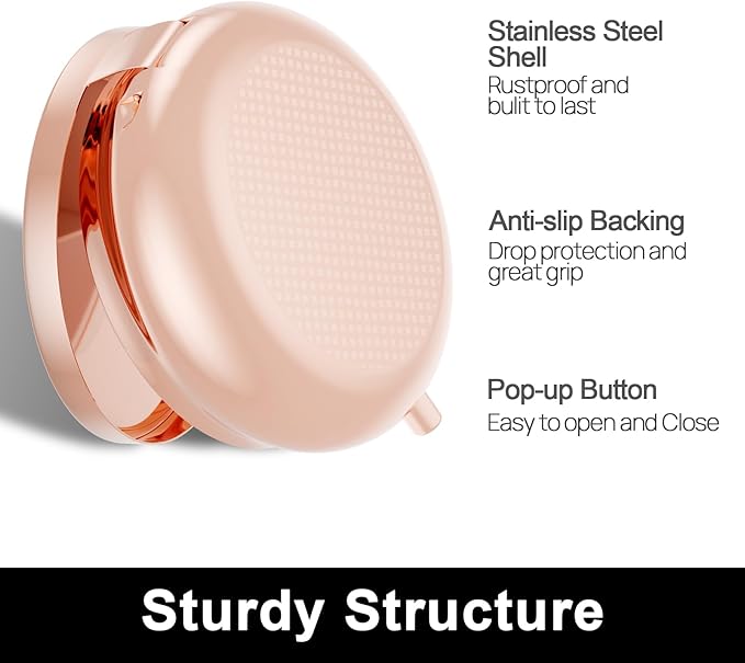 Rouidr Pill Box, 3 Compartment Medicine Pill Case, Small Metal Travel Medicine Box for Purse & Pocket, Rose Gold, Dark Grey Marble