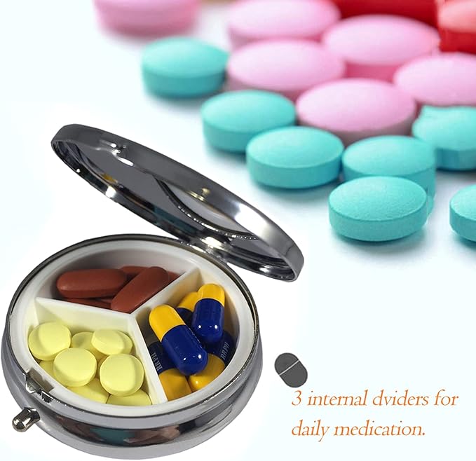 6Pcs Elegant Pill Box Case, CREATIEE-PRO Portable Medicine Tablet Vitamin Holder Organizer with 3 Component for Purse Pocket Travel - Practical & Fashionable