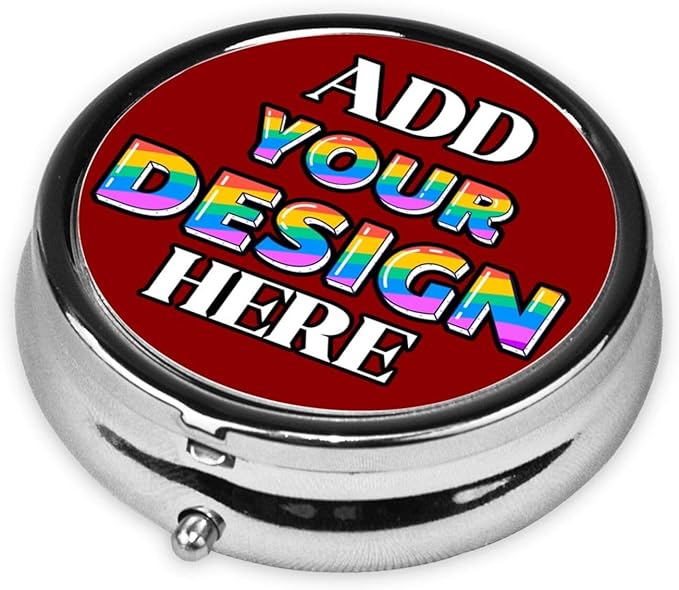 Custom Pill Container, Medicine Pill Box Case Organizer Travel Pill Holder Vitamin for Purse Med Wallet Portable Mini Pastillero Round, DarkRed, Customized Gifts