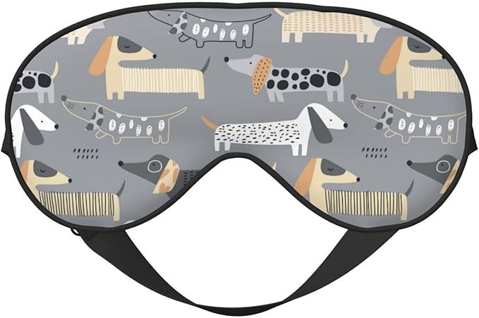 Cute Dachshund Dog Sleep Mask Eye Mask with Adjustable Strap Eye Sleep Shade Cover Blocks Light for Women Men Airplane Travel Nap