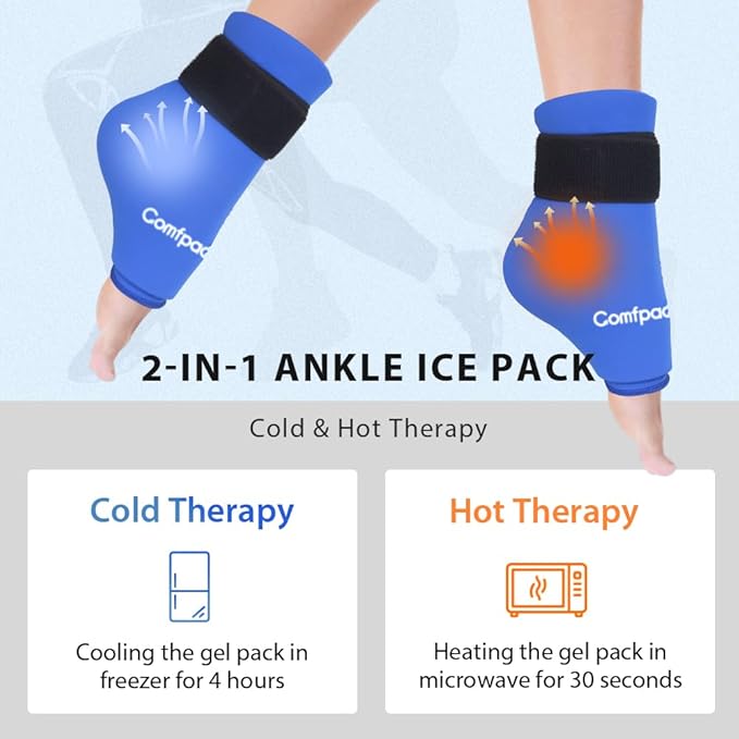 Ankle Ice Pack Wrap for Plantar Fasciitis, Swelling,Reusable Ankle Brace Ice Pack, Flexible Hot Cold Therapy Ice Sock for Achilles Tendonitis, Sprain, Surgery, Heel Pain